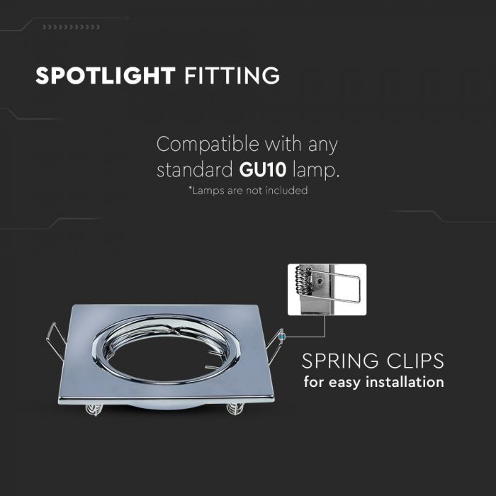 LED BRACKET GU10 SQUARE MOVABLE CHROME 82 (70) 2PCS/BOX