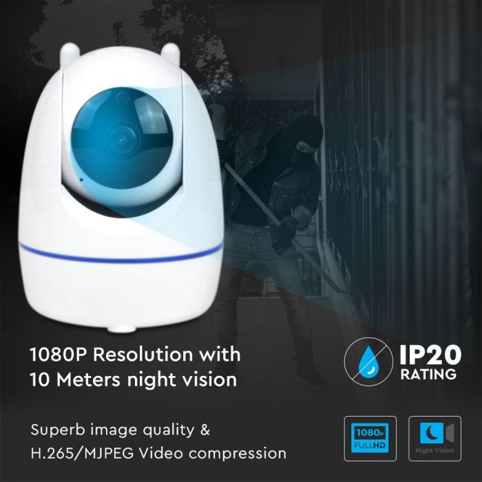 INDOOR CAMERA WIFI IP 2 WAY AUDIO WITH SPEAKER MICROPHONE 3MP 5V WITH AUTO TRACK FUNCTION IP20