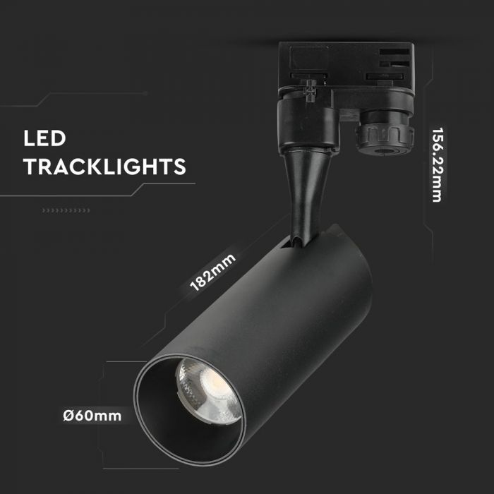 LED TRACK COB LIGHT 18W 1260lm 4000K 24° 60X156X165 4-LINE BLACK SAMSUNG CHIP