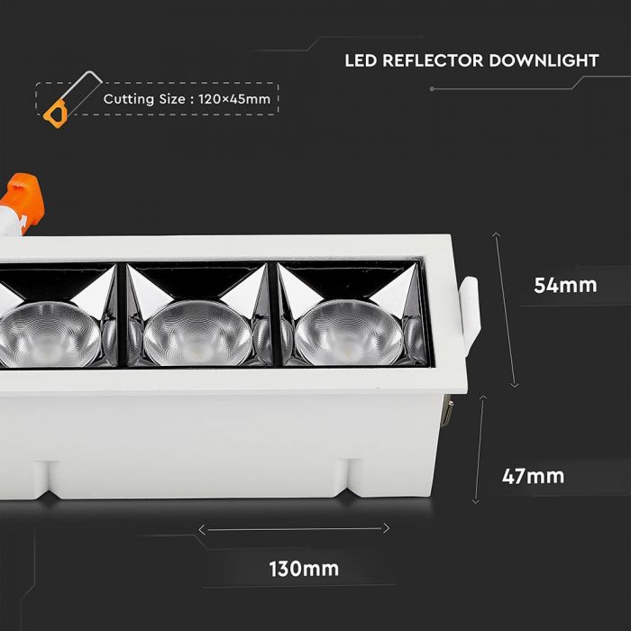 LED REFLECTOR SMD DOWNLIGHT 12W WW 960lm 12° 130X54X47(120X45) SAMSUNG CHIP