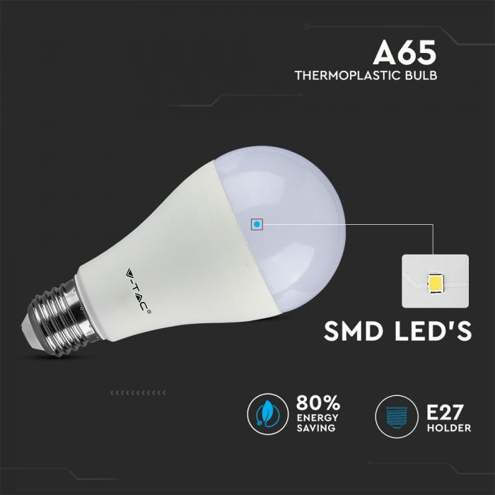 LED E27 LAMP A65 15W WW 1500lm 200° 65X130 THERMOPLASTIC