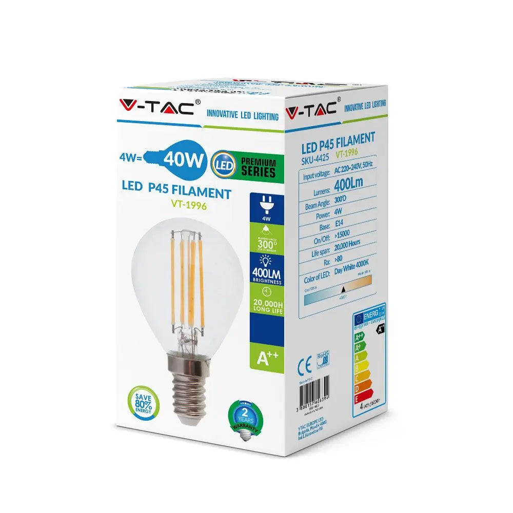 LED Bulb 4W Filament Patent E14 P45 Warm White